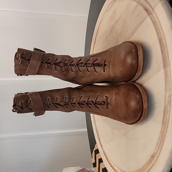 Kork-Ease Mona Lace Up Leather Combat Boots in Aztec Fig Brown 9.5 - Picture 2 of 7